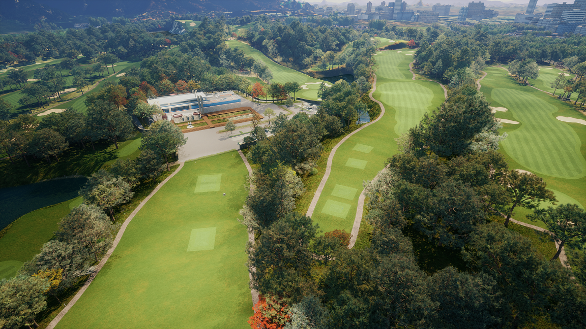 골프존이 한국 최초의 18홀 골프장인 ‘군자리CC’를
스크린골프 코스로 복원해 선보인다고 밝혔다 (군자리CC 1번홀
항공샷)
