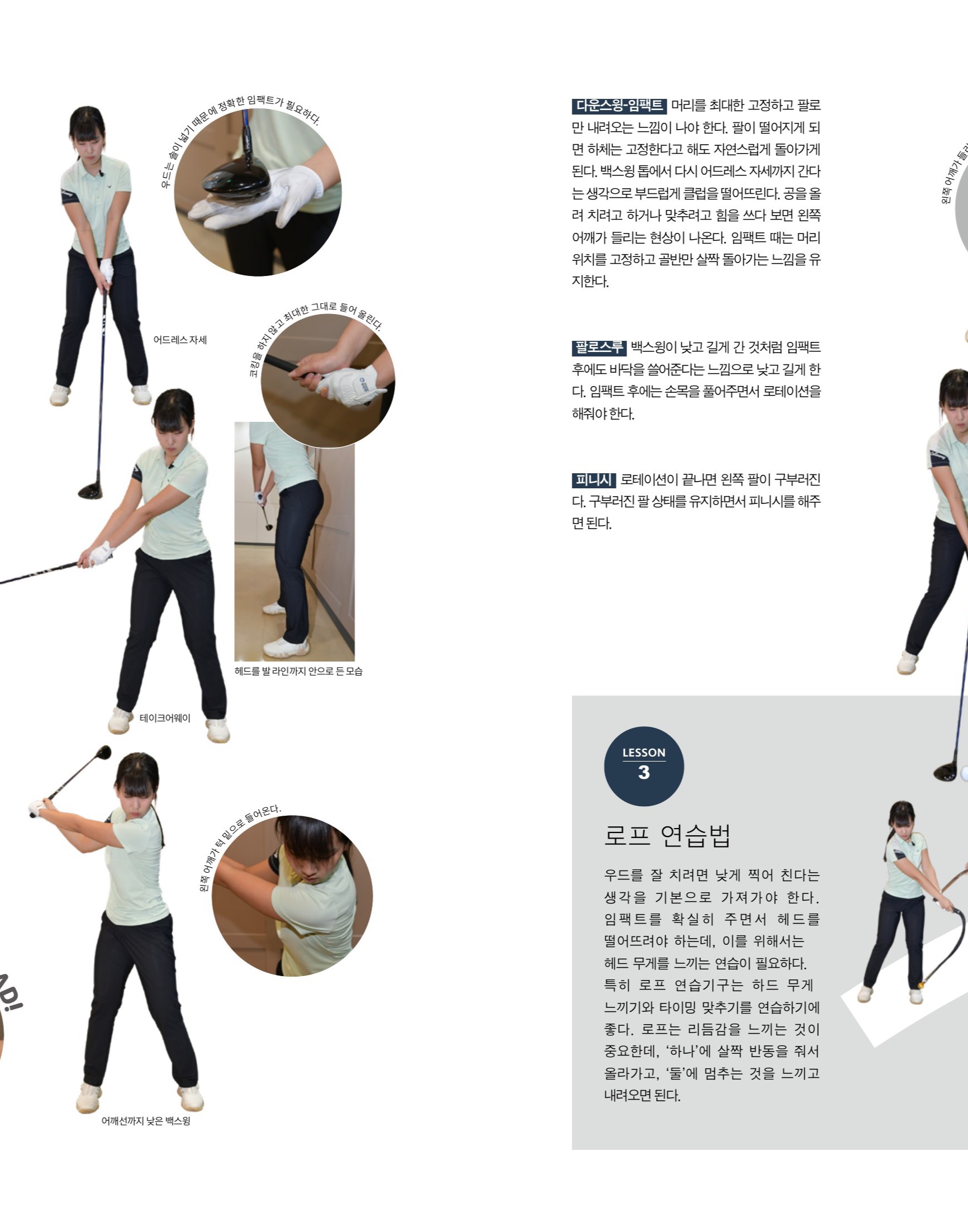 우드샷 — 어드레스부터 팔로스루까지의 정확한 임팩트